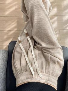 Plus Size Narrow Wide-Leg Glutinous Rice Pants for Women Chubby Girl Fall and Winter New Arrival Thickened High Waist Drooping Casual Straight-Leg Mop Pants