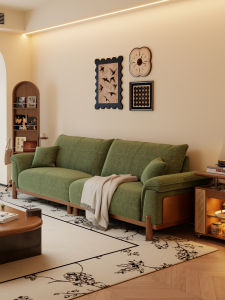 DONGMU | Bộ Sofa Hàng Dọc Nhỏ cho Phòng Khách từ Gỗ và Vải Bạt