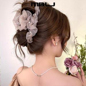 กิ๊บติดผมลายฉลามขนาดใหญ่ประดับมุกสไตล์เกาหลีสำหรับผู้หญิง กิ๊บติดผมแบบหนีบผมสไตล์ญี่ปุ่นและเกาหลีใต้ ทรงเรขาคณิต ทรงเรขาคณิต