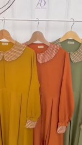 Helena Dress Gamis Couple Ibu & Anak Crinkle Airflow Premium Import Simple Elegant Murah Promo 2023