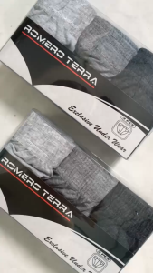 Paket 3 Pcs Underwear Pria Bahan Katun Polos Nyaman Merk Romero | Celana Dalam Cowok Dewasa Murah