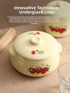 YOGEHOME | Double Ear Ceramic Soup Cooker Steamer Bowl