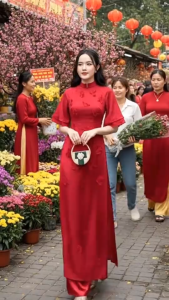 QC_ Set áo dài cách tân mặc Tết set áo dài 2 lớp Tơ hoa tay lỡ kèm váy dài Voan tơ nhẹ nhàng