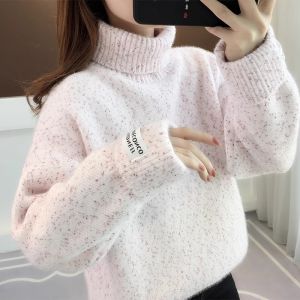 Junior and Middle School Students Velvet Thickening Sweater Womens Loose and Lazy Style Soft Glutinous Thermal Bottoming Shirt Womens Short Tops