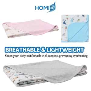 🏅HOMIE Cozy Baby Bamboo Rayon Swaddling Blanket (120x120cm) Ultra Soft & Breathable & Comfortable