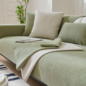 Solid Color Chenille Sofa Cover Luxury Plain Sofa Cushion No Slip Sofa Dust-proof Mat for Season Universal Sofa Cover Thickened