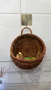 [TẶNG CỐC] Giỏ Đựng Hành Tỏi Treo Tường Bằng Cỏ Tế Đan Thủ Công- Giỏ Đựng Gia Vị Decor Bếp Xinh
