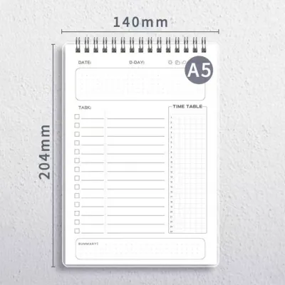 1pc New Undated Planner Notebook A6 Portable Daily To-Do List Self-Discipline Checkbook Time Management