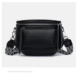 Genuine Leather Small Bag Womens Easiest for Match Simple Chest Bag Wide Shoulder Strap Shoulder Bag Soft Leather Saddle Bag First Layer Cowhide Messenger Bag