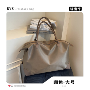 Large Capacity Travel Tote Bag Womens Retro Single Shoulder Handbag Sports Fitness Casual Commuting Bag Soft PU Leather