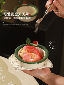 April 2025 New High Aesthetic Ceramic Yogurt Bowl Special Beautiful Exquisite Personal Home Use Cartoon Design Bowl