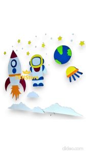 Hiasan Dinding Tema Astronot & Peraga Edukatif Kelas Rumah