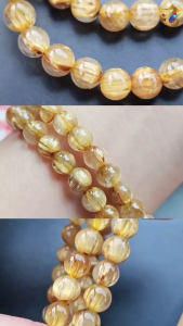 Graduation Grade Thick Rebond Gold Rutilated Bracelet