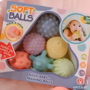 6pcs Baby Sensory Ball Toys Baby Ball Teether Soft Bell Rubber Baby Early Learning Sensory Toy Squishy toy mainan Ball