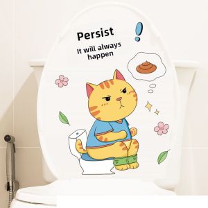 Waterproof Toilet Lid Stickers Funny Cute Cartoon Bathroom Decorations PVC Material Bathroom Renovation Stickers Home Accessories