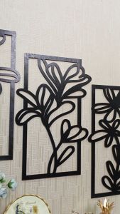 Pajangan Dinding Kayu Laser Cutting Motif Bunga Aesthetic