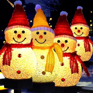 Solar Snowman Light Outdoor Waterproof Christmas LED Lights Path Lights Snowman Garden Ground Stake Light