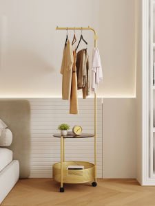Bedroom Floor Standing Clothes Hanger Luxury Mobile Coat Rack Corner Clothes Storage Holder Iron Material Nordic Style Welding