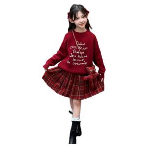 Princess Style New Year Clothes Set for Girls 12 Years Old Lucky Year Celebration Visiting Dress Cotton Polyester Long Sleeve Short Skirt