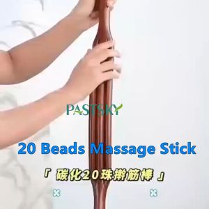 Gậy massage gỗ Gua Sha 8/20 Hạt Bằng Gỗ Carbon Hóa Lưng / Cơ Thể Gậy Gỗ Giảm Béo Wooden Scraping Massager SPA Body Massage Roller Slimming Tool