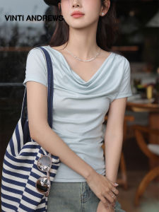 Fashionable Swing Neck Versatile Stylish Slim Fit T-shirt