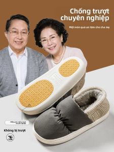 MONLEYTA | Dép cotton chống trượt cho người cao tuổi mùa đông 2024 Dép nữ mới trong nhà có gót đi ngoài trời ấm áp chống thấm nước