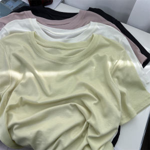 Cool Feeling Ice Silk Lyocell Light Soft Short Sleeve T-Shirt: Women's Summer Loose Gentle Pure Color Round Neck Mask Tops