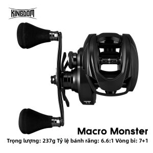 Máy Câu Cá Kingdom MACRO Baitcasting Tỉ Số Truyền 6.6:1 Lực Kéo Tối Đa 13KG 7+1 Vòng Bi Khung Nhôm Cuộn Sâu Dùng Cho Câu Cá Bass Nước Ngọt & Nước Mặn