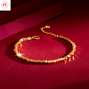 XT Jewellery Vòng Tay Nữ 24K Vòng Tay Hạt Bungee Hạt Laser Mạ Vàng Nguyên Bản 916