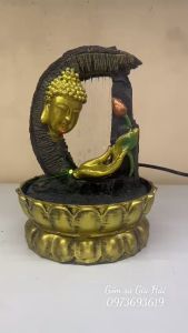 Thác nước phong thuỷ Phật thưởng sen cao 28cm