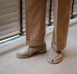 รองเท้าแตะหนังวัวสวมใส่สบายสไตล์ย้อนยุคสำหรับผู้ชาย ทรงหัวมน ทรงหัวมน พื้นยาง สวมใส่สบาย ระบายอากาศได้ดี