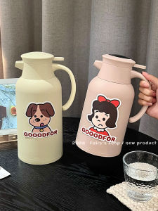 Cute Large Capacity 1.8L Glass Inner Tank Thermal Flask Long Lasting Warm Water Bottle for Office Home Dormitory Korean Style