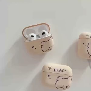 Vỏ bảo vệ hộp sạc tai nghe SPRISE silicon cứng họa tiết chú gấu dễ thương thích hợp cho Airpods 2 / Pro / 3 / Pro2