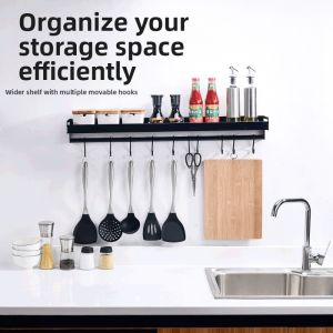 Punch-free Wall-mounted Black Seasoning Shelf