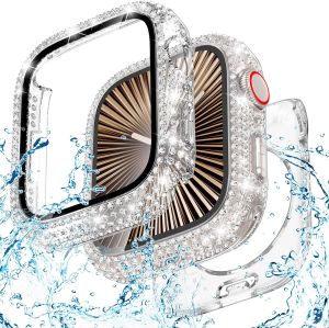 YALILAI Waterproof Bling Case for Apple Watch 40mm 41mm 42mm 44mm 45mm 46mm 49mm with Screen Protector Splash-Resistant Easy Install Sparkling PC Front Bumper & Hollow Back Cover for iWatch Ultra3/2 SE3/2 Series 11 10 9 8 7 6 5 4
