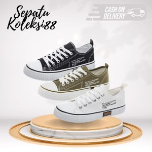 Sepatu Wanita Sneakers Kanvas Trendy & Elegan Hitam Hijau Putih 228 Sepatukoleksi