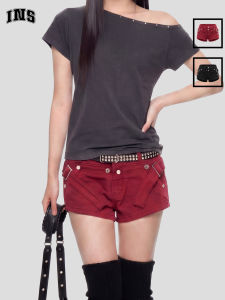Vintage Sash Low Waist Slimming Jean Shorts