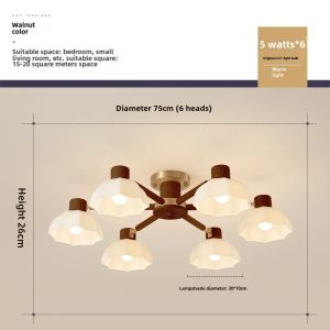 Japanese Style Log Living Room Chandelier Scandinavian Creative Solid Wood Dining-Room Lamp Modern Simple Personality Glass Warm Bedroom Light