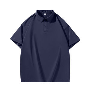 Loose Black Polo Shirt Short Sleeve Mens Summer High-End Maturity Stable Clothing Turn-down Collar Half Sleeve T-shirt