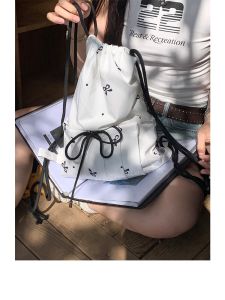 Túi Đeo Vai Đôi in Họa Tiết Bướm Màu Trắng Dung Tích Lớn Túi Đeo Vai Thường Ngày Cho Thanh Thiếu Niên Túi Đeo Vai Mềm Có Dây Rút