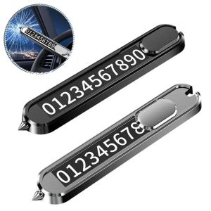 New three in one multifunctional car temporary parking license plate hidden seat belt cutter+window breaker+alloy parking plate