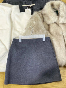 Gray Woolen Mini Skirt Womens Spring Autumn Thickened A-Line High Waist Slim Fit Bodycon Short Skirt Korean Style Commute