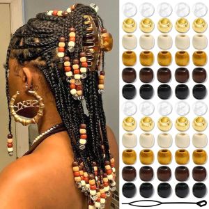 Bộ 60 Hạt Tóc Trong Suốt Với Hạt Dreadlock Bằng Gỗ Và Dụng Cụ Đính Hạt - Phụ Kiện Trang Sức Tự Làm Nhiều Màu Sắc