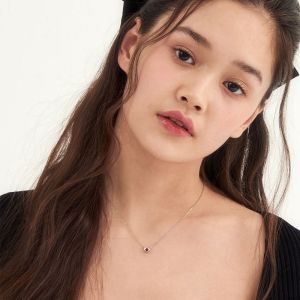 NoonOfingers Red Ruby Crystal Heart Necklace Titanium Steel Precise Birthdays Gifts Fresh out Fashion Jewelry Womens Necklaces