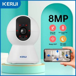 Camera IP Thông Minh WiFi KERUI 5MP 4K Tích Hợp AI Phát Hiện Chuyển Động Người Tầm Nhìn Ban Đêm Giám Sát An Ninh Trong Nhà Mini Màu Trắng