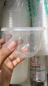 Mangkok Plastik  400 ml - Mangkok Plastik Bulat Take Away - Bowl 400 ml + Tutup isi 25 Pcs - Thinwall 400 - Thinwall Bulat cup thinwall Tahan Panas Wadah