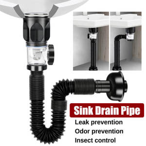 🚚Penghantaran Tempatan🚚1Pc Flexible Stretchable Sink Drain Pipe Anti-Blockage Filter for Kitchen & Bathroom ,with Deodorant Flexible Anti-Blockage for Bathroom