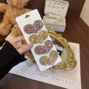 New Arrival Heart-Shaped Rhinestone Barrettes South Korea Door Heart Broken Hair Breaking Clip BB K-style Side Bang Clip Headdress