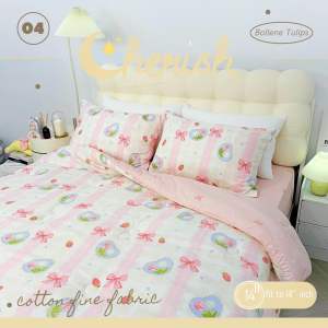 ชุดผ้าปูที่นอนครบเซ็ต แบรนด์ cherish หนานุ่มฟู เกรดพรีเมียม ขนาด 3.5/5/6ฟุต ผ้าปูความสูงถึง14 นิ้ว