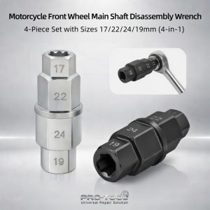 4-in-1 Heavy-Duty 3/8" Hex Motorcycle Front Axle Removal Socket Set Anti-Rust Cr-V Steel for 17/19/22/24mm Sockets